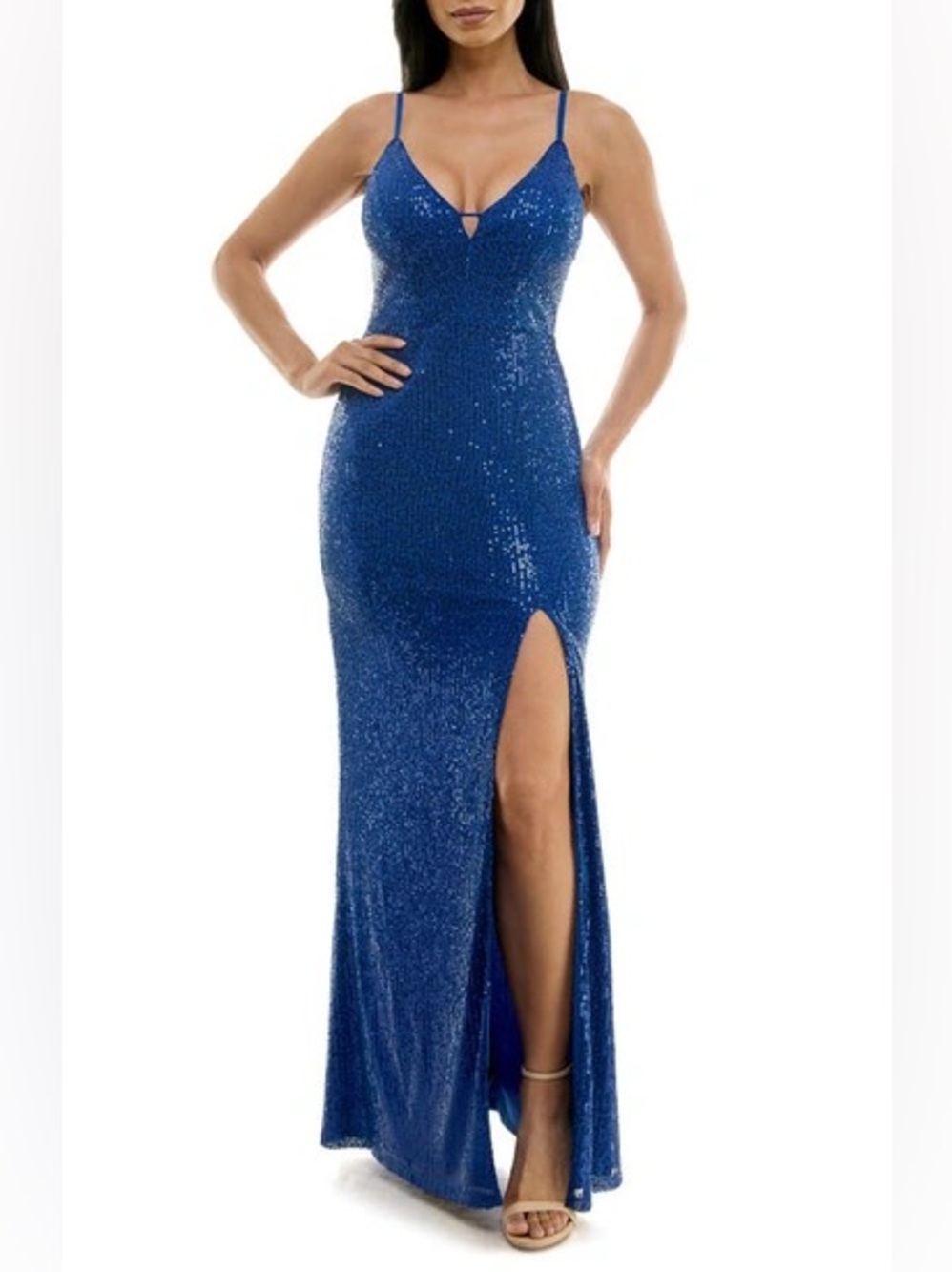 Speechless Sequin Gown Dress Blue